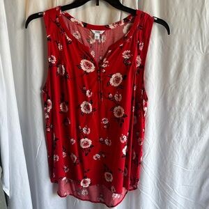 Sonoma Red Floral Sleeveless Blouse